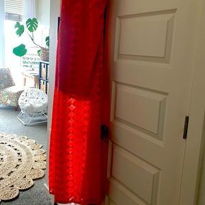 Bebe HOT coral cutout maxi dress halter vacation tropical bright orange S NWT